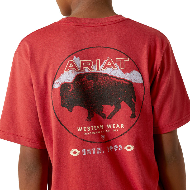 Ariat Boy's Brick Red Patriot Buffalo Coin Tee Shirt