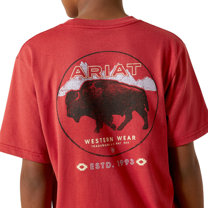 Ariat Boy's Brick Red Patriot Buffalo Coin Tee Shirt
