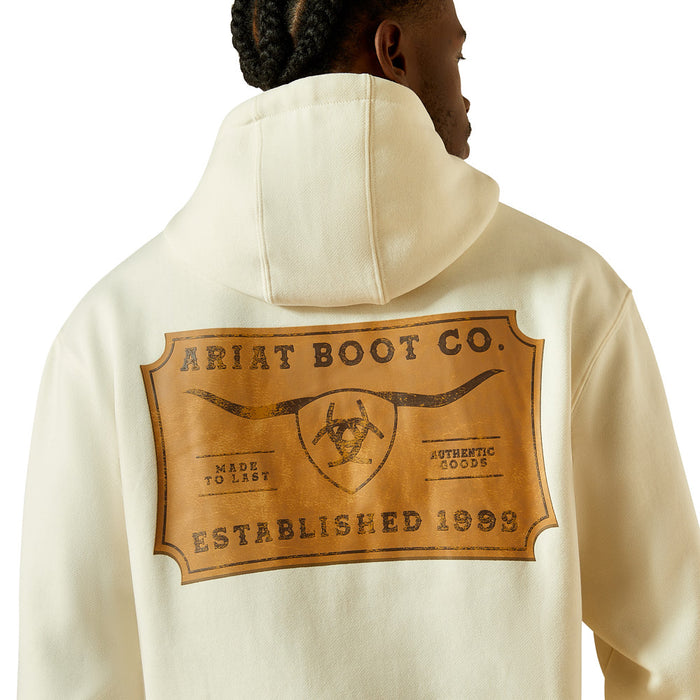 Ariat Men's Oatmeal Solid Shield Steerhead Hoodie