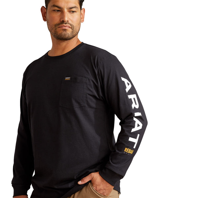 Ariat Men's Rebar Black & White Logo Pocket Tee Shirt