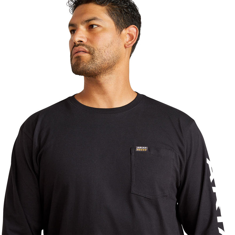 Ariat Men's Rebar Black & White Logo Pocket Tee Shirt