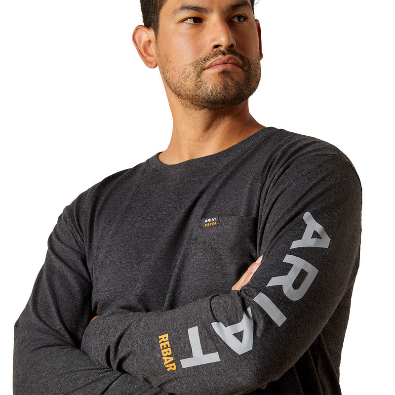 Ariat Men's Rebar Cotton Strong Charcoal Pocket Tee Shirt