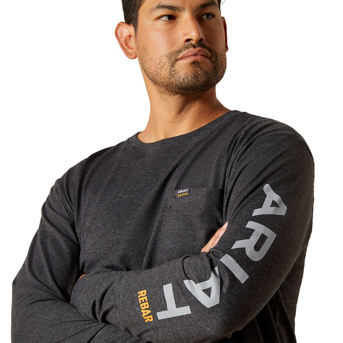 Ariat Men's Rebar Cotton Strong Charcoal Pocket Tee Shirt