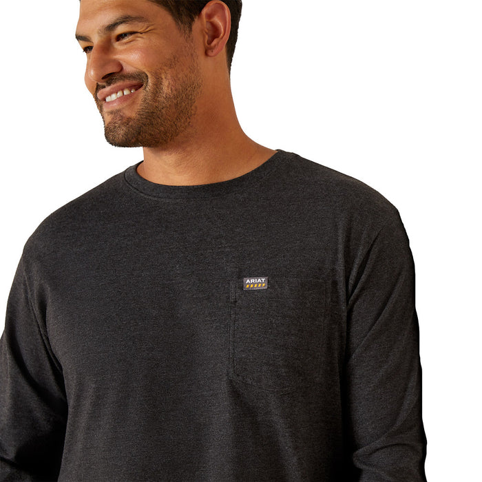 Ariat Men's Rebar Cotton Strong Charcoal Pocket Tee Shirt