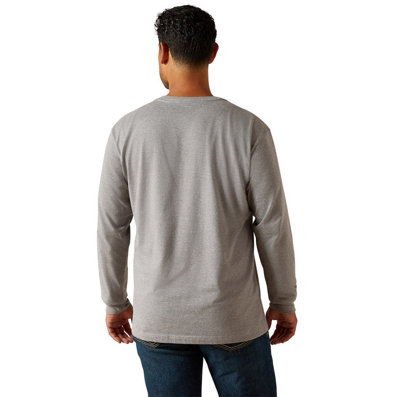 Ariat Men's Rebar Grey & Black Cotton Strong Long Sleeve Tee Shirt