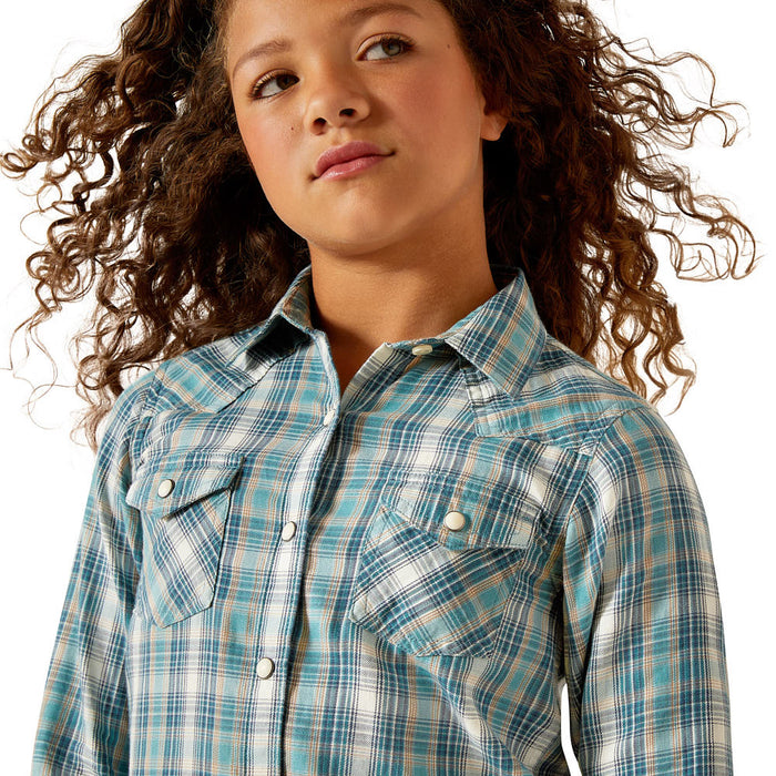 Ariat Girl's Darla Aquamarine Plaid Shirt