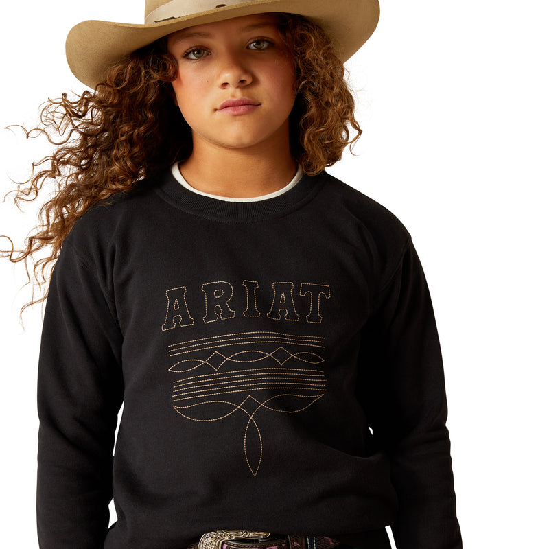 Ariat Girl's Black Booted Logo Sweatshirt