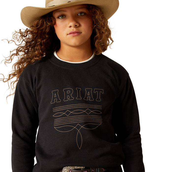 Ariat Girl's Black Booted Logo Sweatshirt