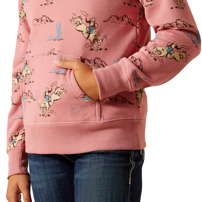 Ariat Girl's Bronc Scene 1/4 Zip Sweatshirt