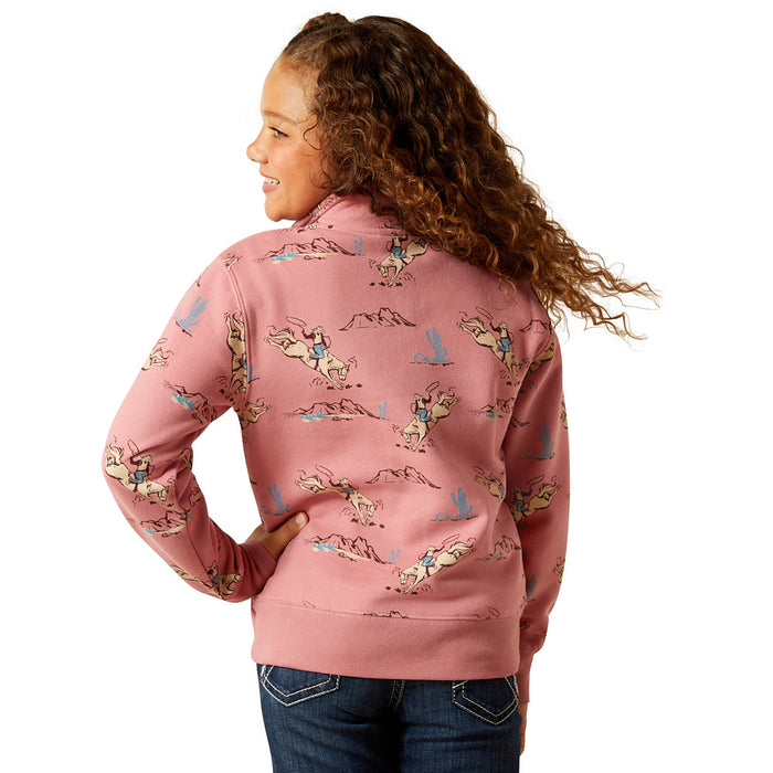 Ariat Girl's Bronc Scene 1/4 Zip Sweatshirt