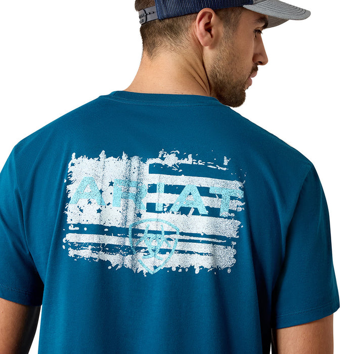 Ariat Men's Sailor Blue Liquid Stamp Flag Tee Shirt