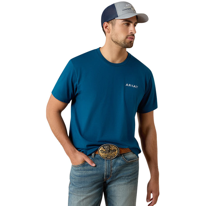 Ariat Men's Sailor Blue Liquid Stamp Flag Tee Shirt
