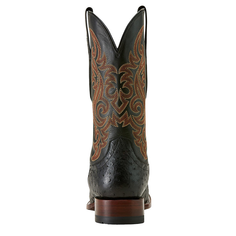 Ariat Men's Classic Cash Black Full Quill Ostrich Vamp 12in Midnight Black Top