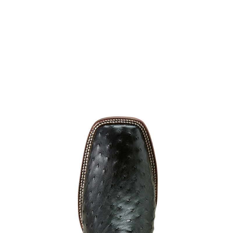 Ariat Men's Classic Cash Black Full Quill Ostrich Vamp 12in Midnight Black Top