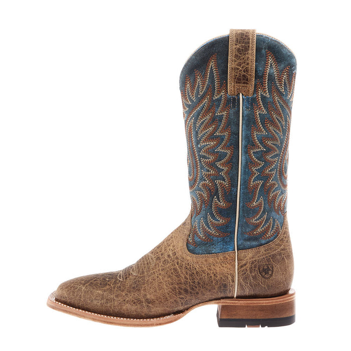 Ariat Men's Gold Point Earth Brown Bison Vamp 12In Royal Blue Top Boot