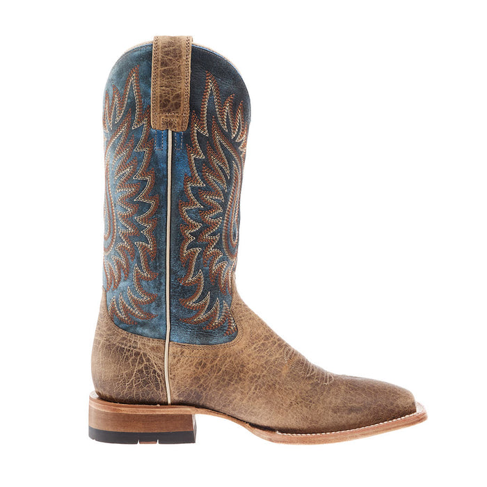 Ariat Men's Gold Point Earth Brown Bison Vamp 12In Royal Blue Top Boot
