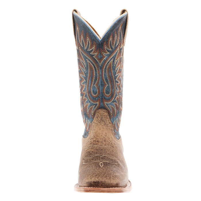 Ariat Men's Gold Point Earth Brown Bison Vamp 12In Royal Blue Top Boot