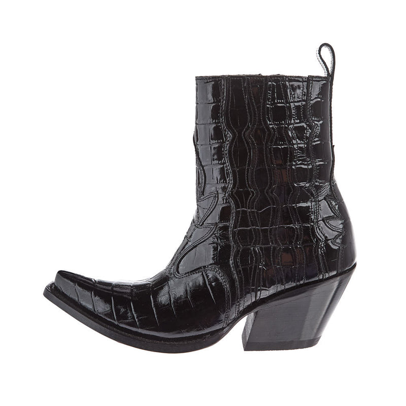 Ariat Women's Jade Black Patent Leather Croc Print Bootie