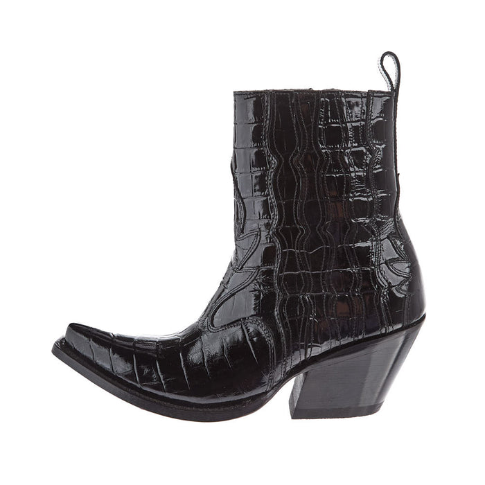 Ariat Women's Jade Black Patent Leather Croc Print Bootie