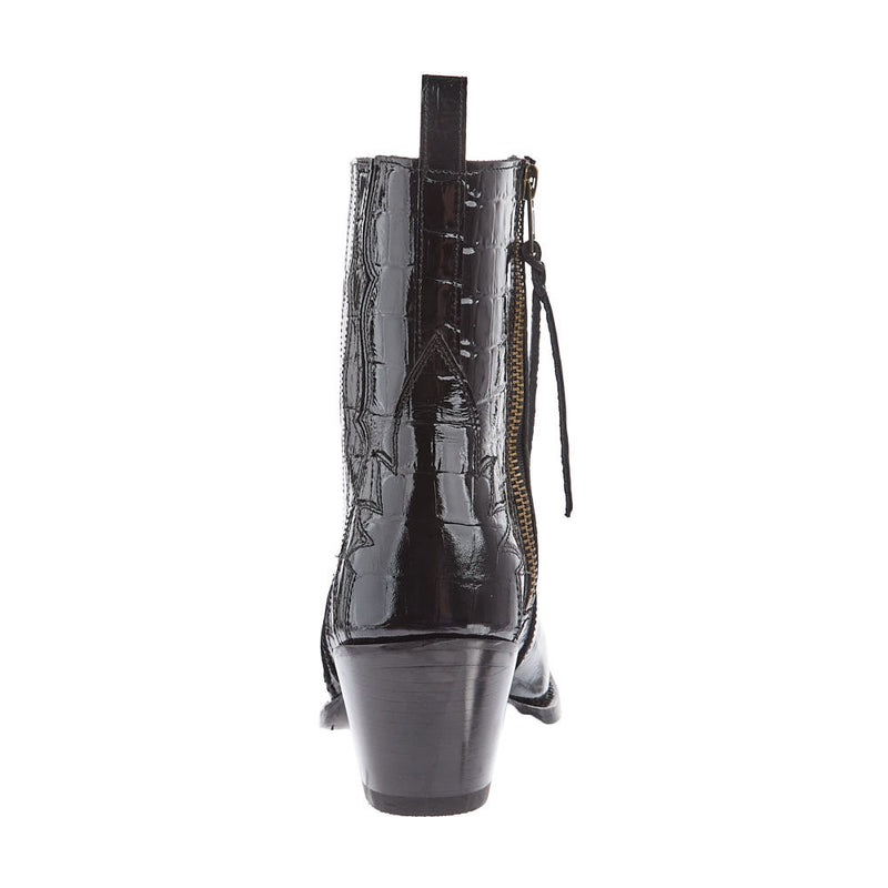 Ariat Women's Jade Black Patent Leather Croc Print Bootie
