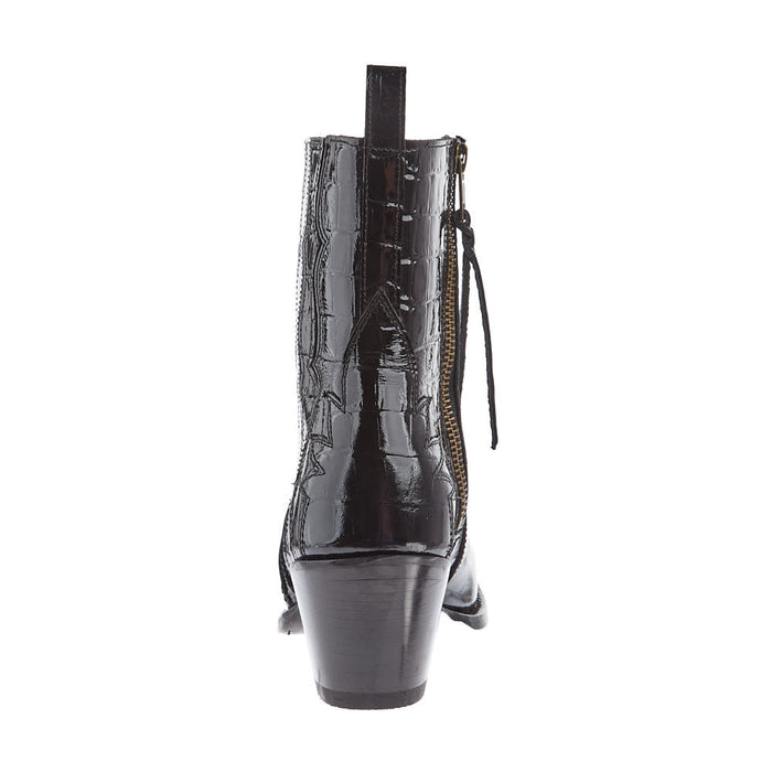 Ariat Women's Jade Black Patent Leather Croc Print Bootie