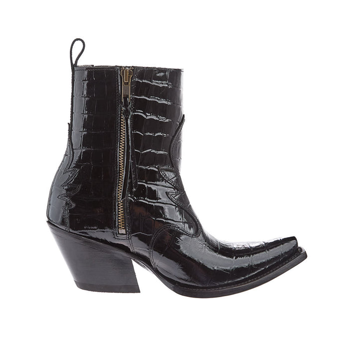 Ariat Women's Jade Black Patent Leather Croc Print Bootie