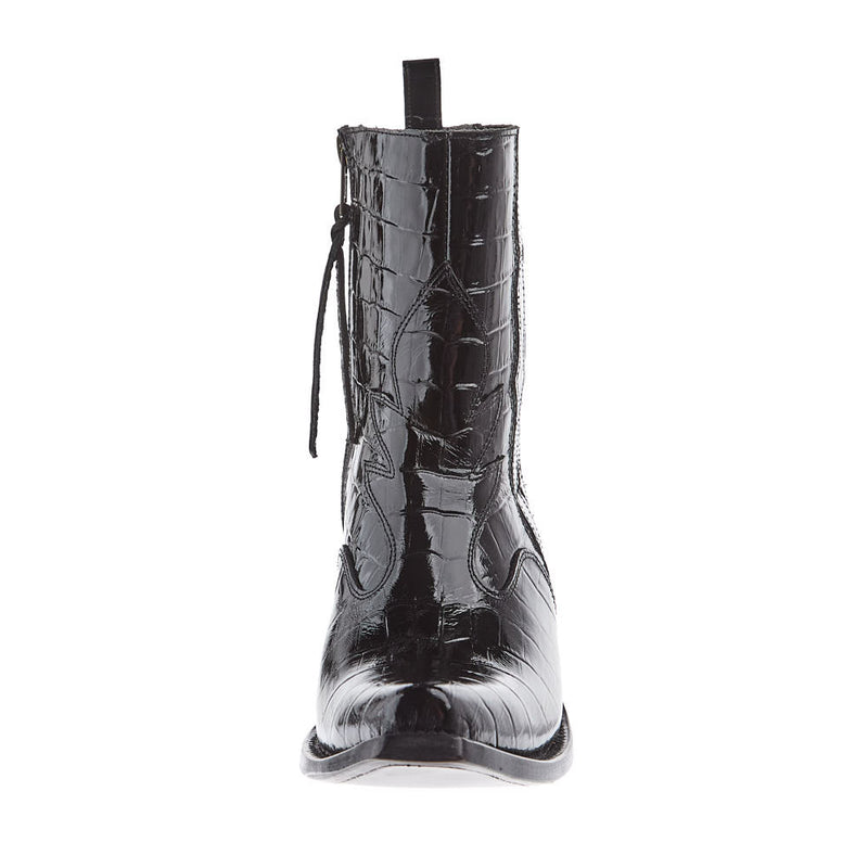 Ariat Women's Jade Black Patent Leather Croc Print Bootie