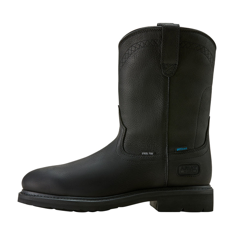 Ariat Men's Sierra Waterproof Black 10In Top Round Steel Toe Work Boot