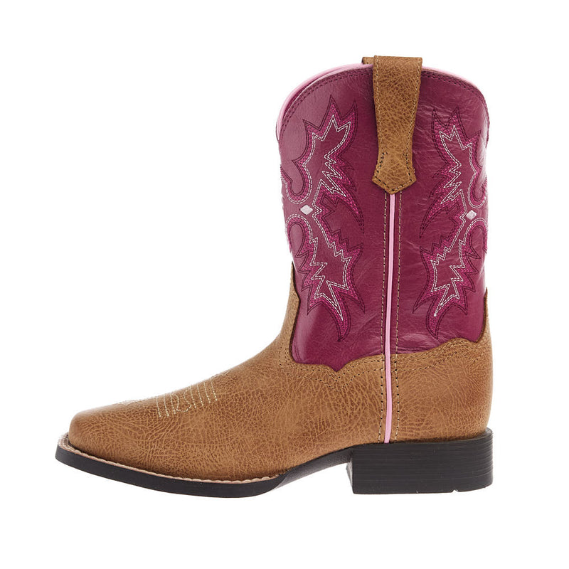 Ariat Youth Tombstone Cottage and Rosebud Square Toe Boot