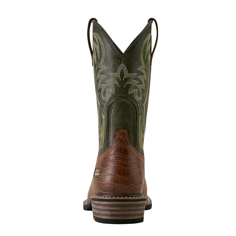Ariat Men`s Ironside Brown Croco Print 11In Top Square Steel Toe Work Boot