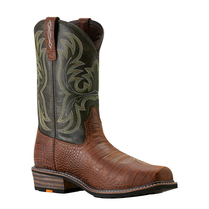 Ariat Men`s Ironside Brown Croco Print 11In Top Square Steel Toe Work Boot