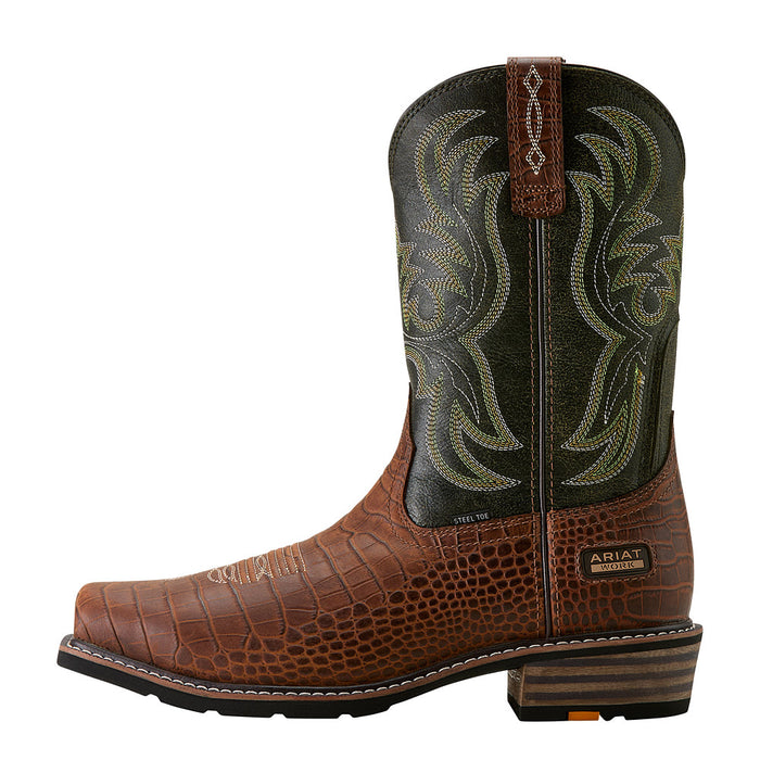 Ariat Men`s Ironside Brown Croco Print 11In Top Square Steel Toe Work Boot