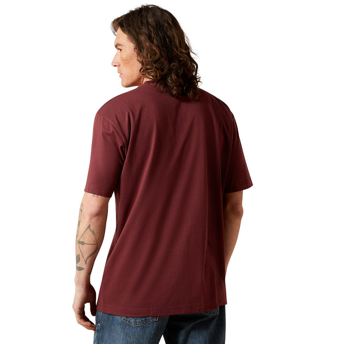 Ariat Men's Rebar Cotton Strong Burgundy Pocket Tee Shirt