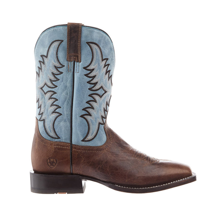 Ariat Men's Cattle Creek Weathered Brown Vamp 11in Baltic Blue Top Boot