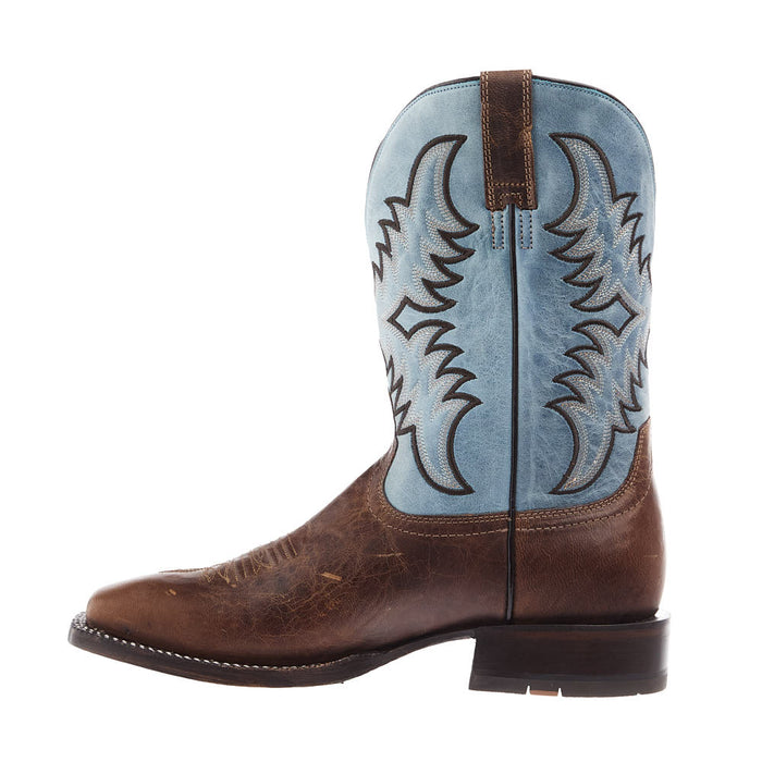 Ariat Men's Cattle Creek Weathered Brown Vamp 11in Baltic Blue Top Boot