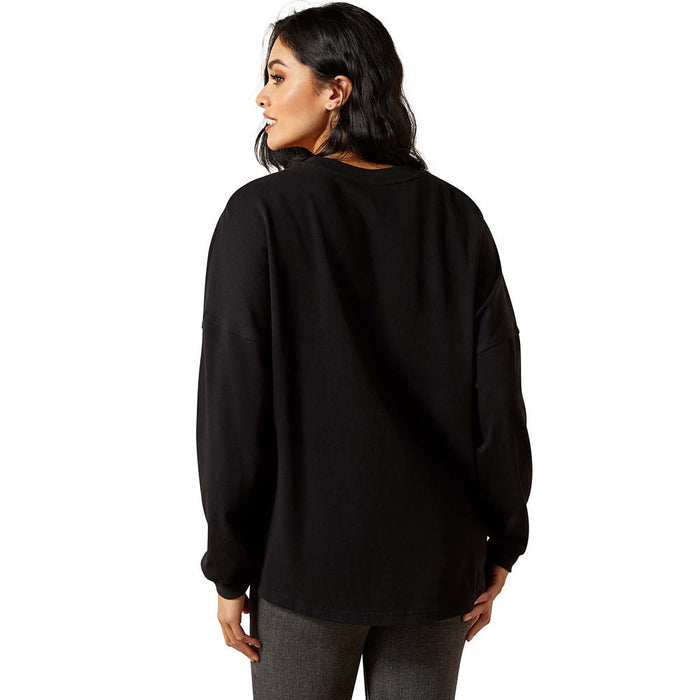 Ariat Women's Saddle Up Black Canvas Oversized Tee Shirt