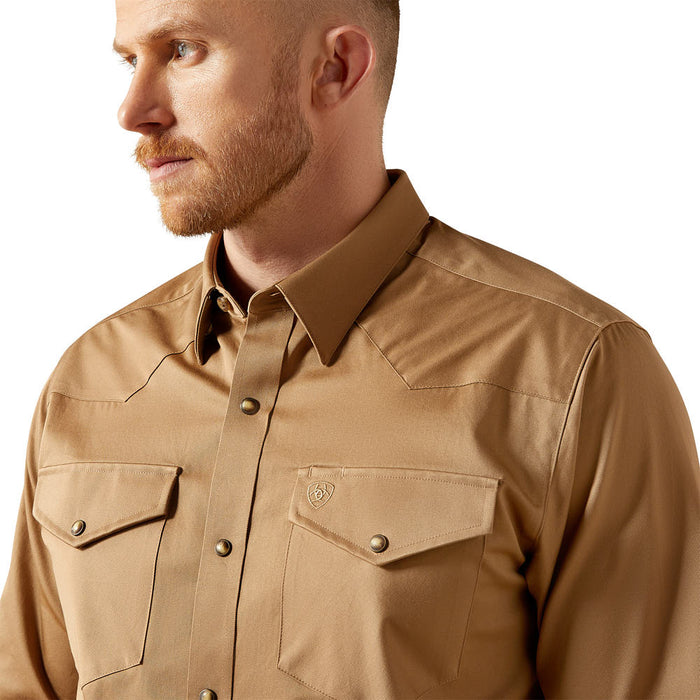 Ariat Men's Khaki Solid Fitted Shirt