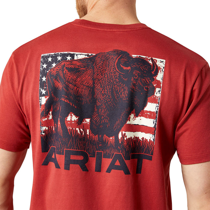 Ariat Men's Brick Red Buffalo Flag Tee Shirt