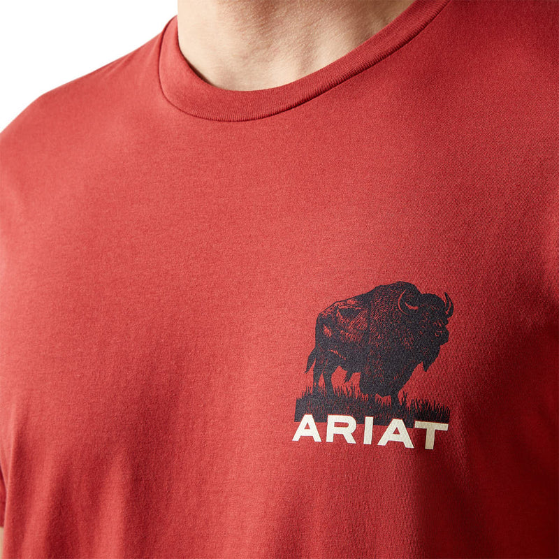 Ariat Men's Brick Red Buffalo Flag Tee Shirt