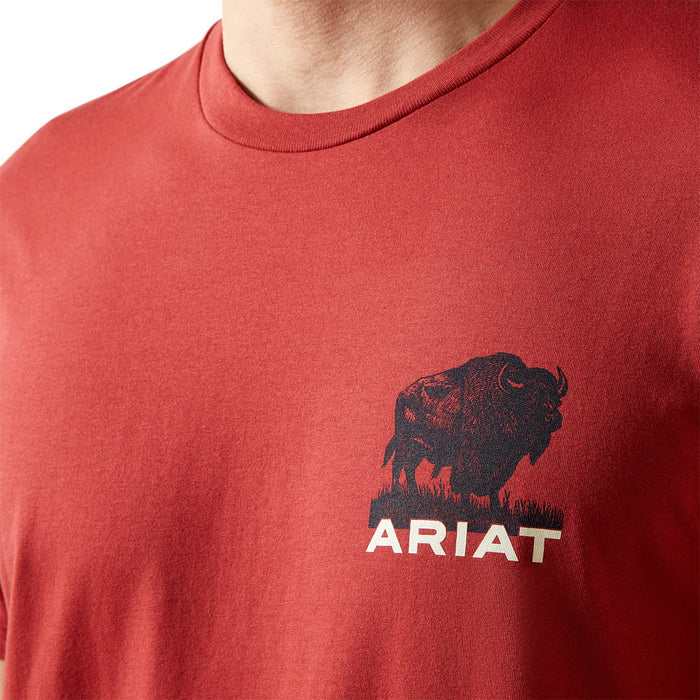 Ariat Men's Brick Red Buffalo Flag Tee Shirt