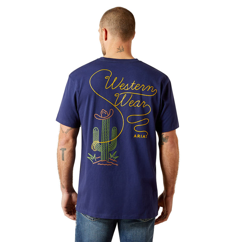 Ariat Men's Neon Cactus Medieval Blue Tee Shirt