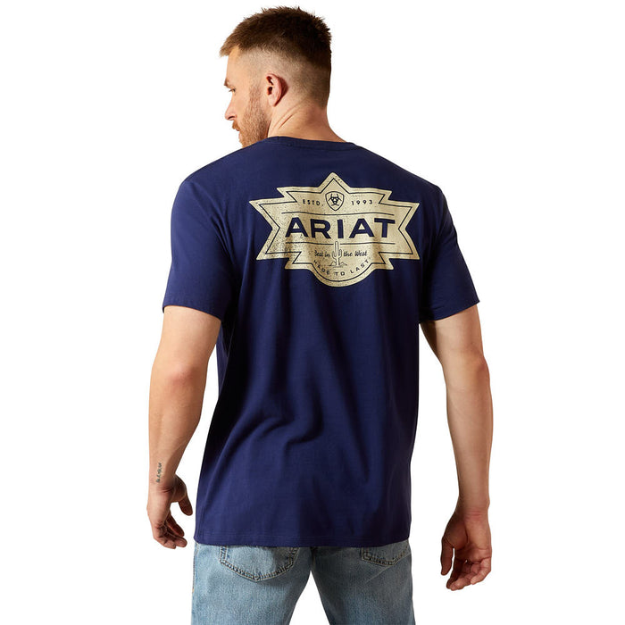 Ariat Men's Mesa Motif Lock Up Medieval Blue Tee Shirt