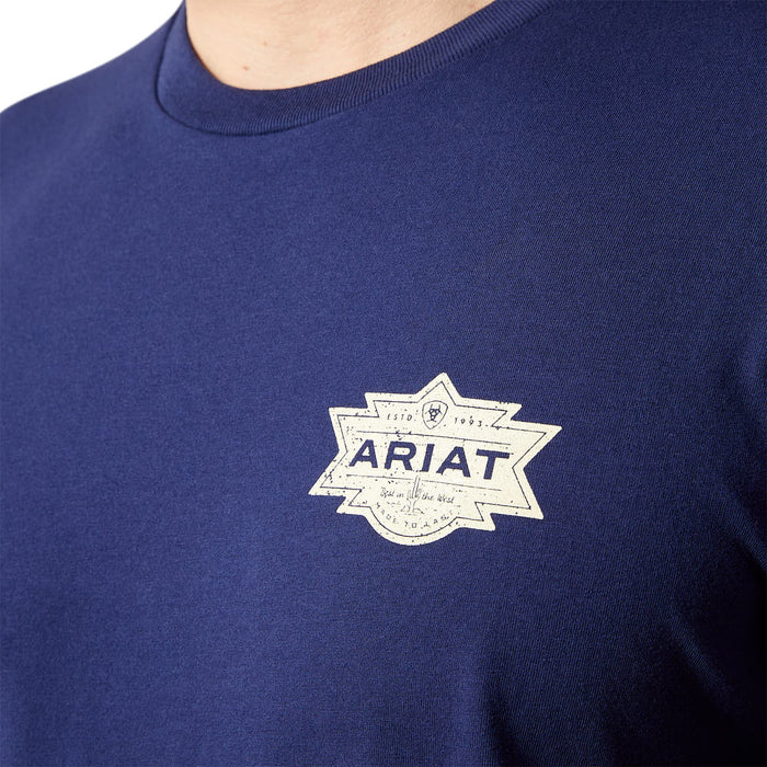 Ariat Men's Mesa Motif Lock Up Medieval Blue Tee Shirt