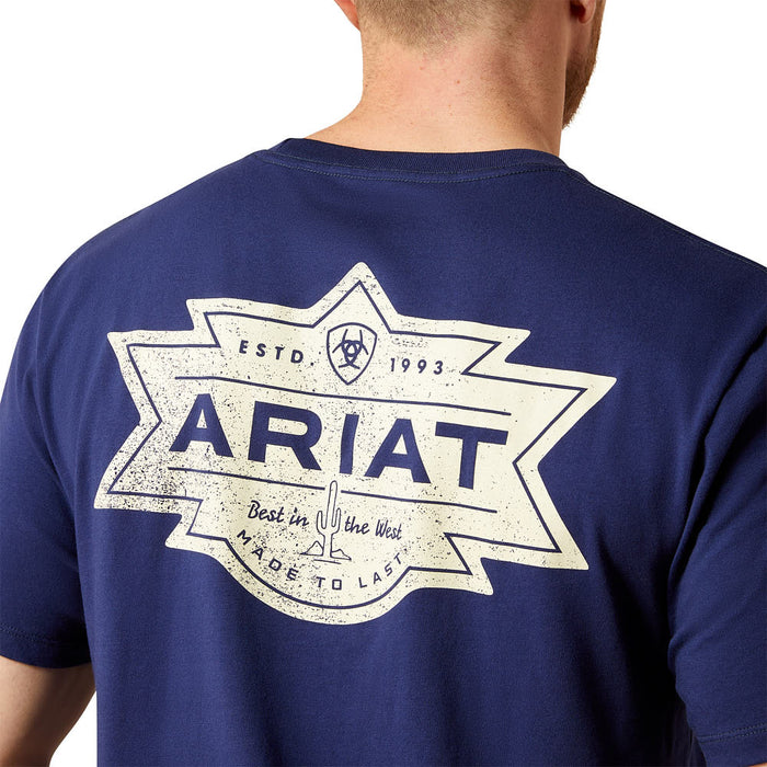 Ariat Men's Mesa Motif Lock Up Medieval Blue Tee Shirt