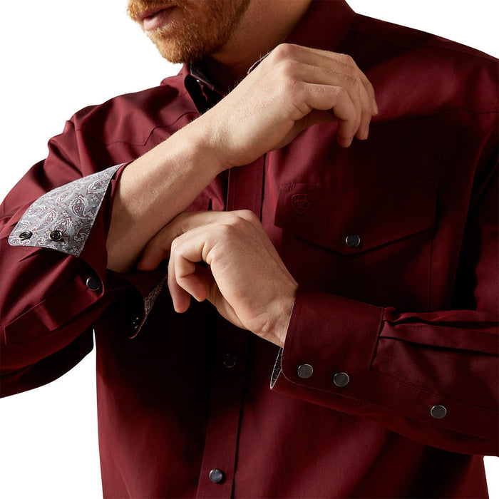 Ariat Men's Wrinkle Free Burgundy Oxford Classic Fit Shirt