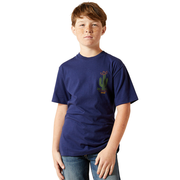 Ariat Boy's Medieval Blue Neon Cactus Tee Shirt