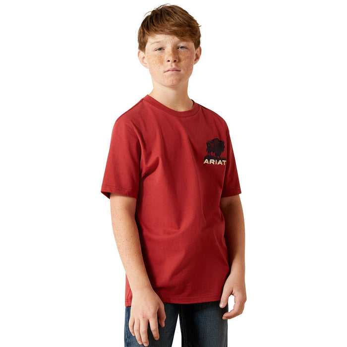 Ariat Boys Buffalo Flag Brick Red Tee Shirt