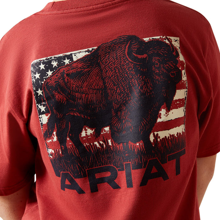 Ariat Boys Buffalo Flag Brick Red Tee Shirt