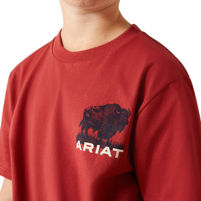 Ariat Boys Buffalo Flag Brick Red Tee Shirt