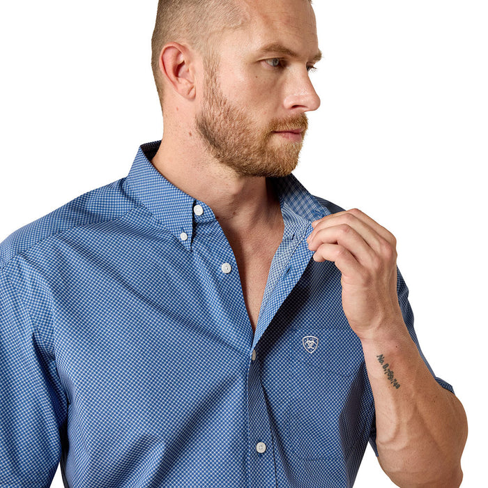 Ariat Men's Wrinkle Free Ensign Blue Geo Print Shirt